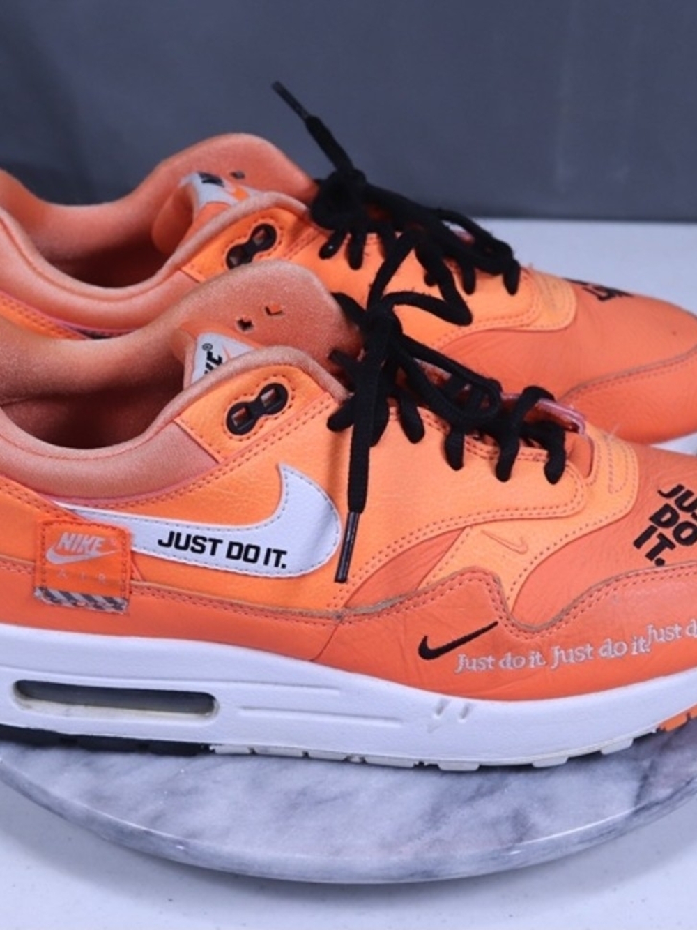 Nike Orange and Black 'Just Do It' Athletic Shoes